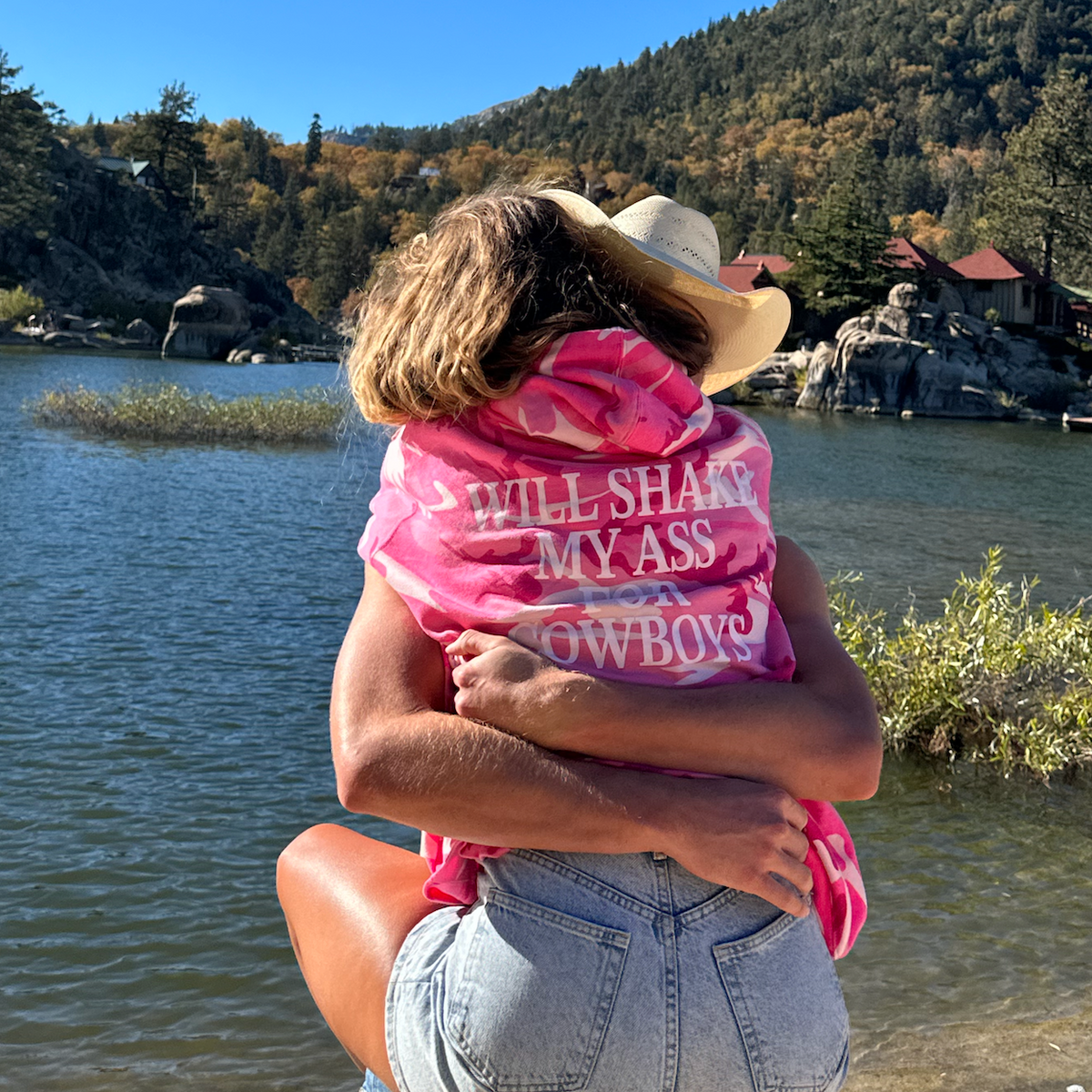 Pink Camo Cowboy Hoodie – Will Shake My Ass For Cowboys