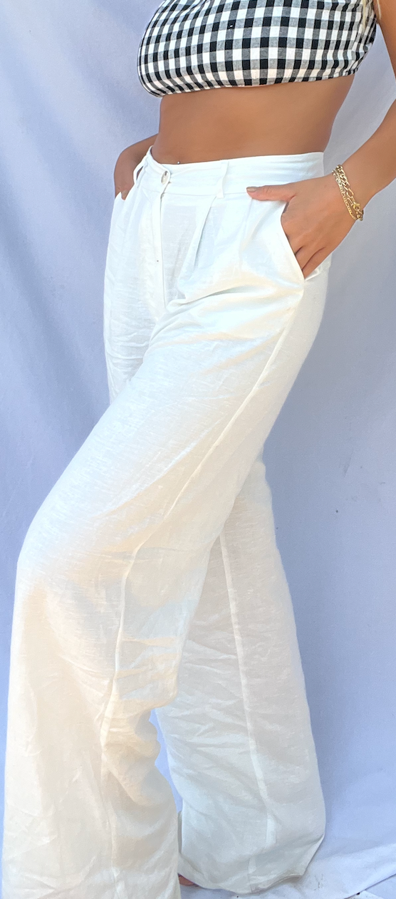 White Linen Dress Pants