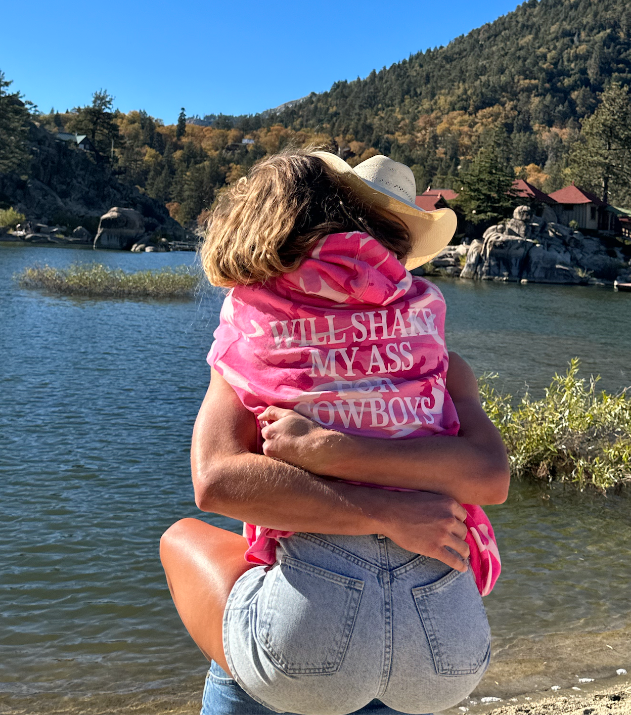 "Will Shake My Ass For Cowboys" Pink Camo Hoodie