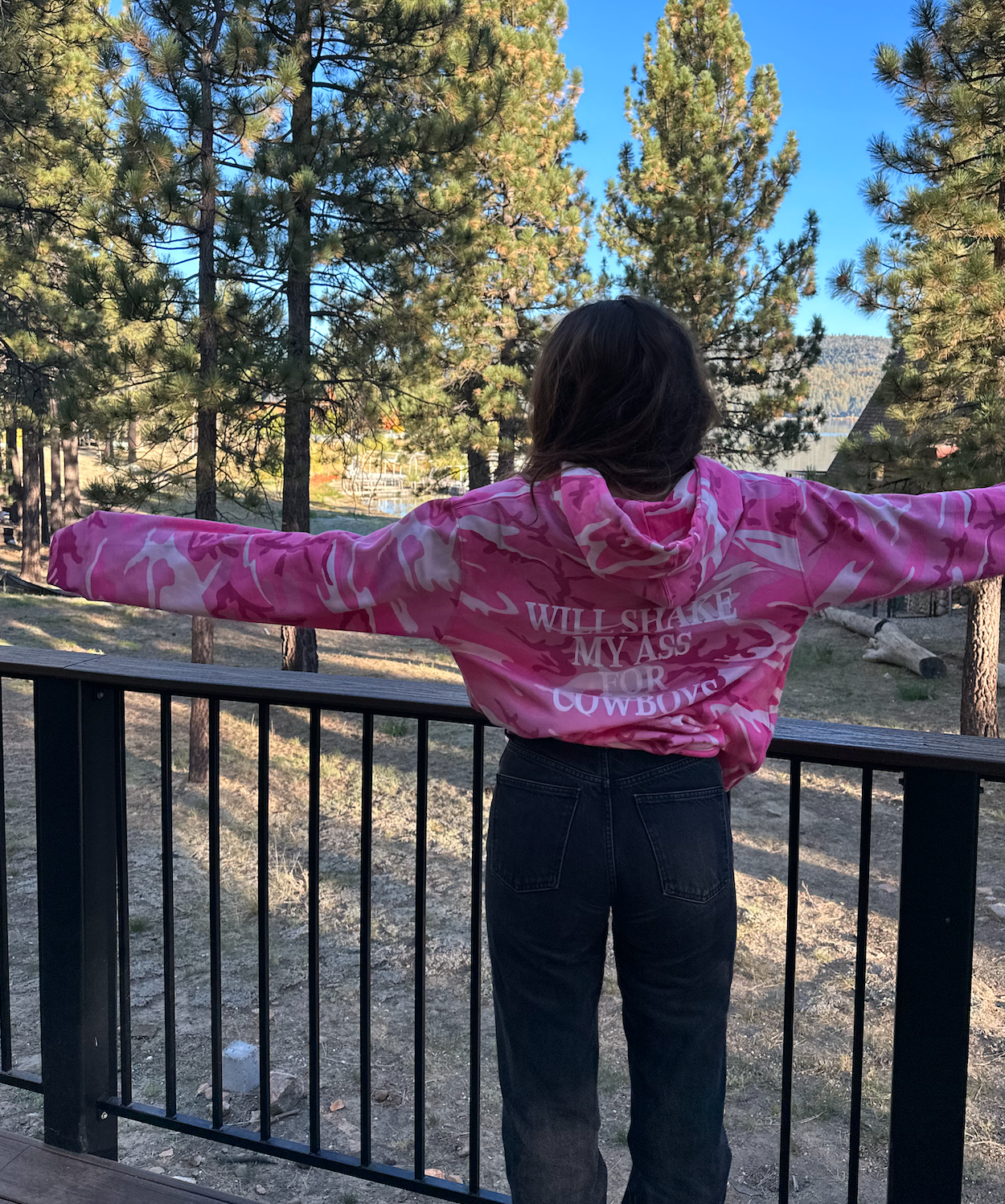 "Will Shake My Ass For Cowboys" Pink Camo Hoodie