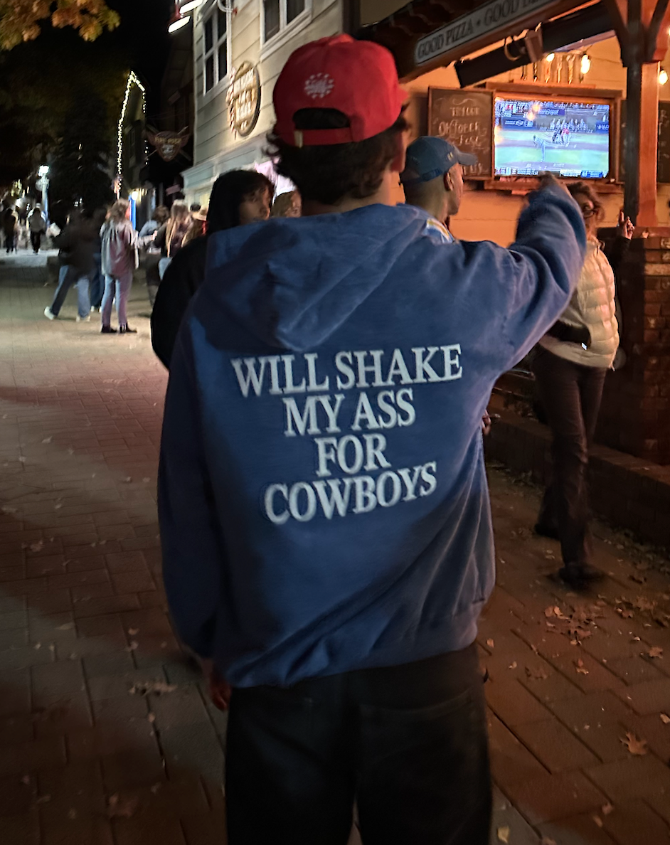 "Will Shake My Ass For Cowboys" Washed Blue Hoodie
