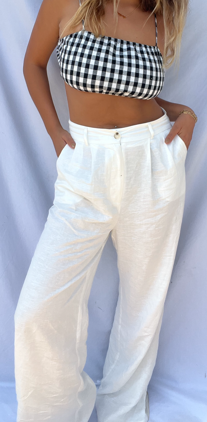 White Linen Dress Pants